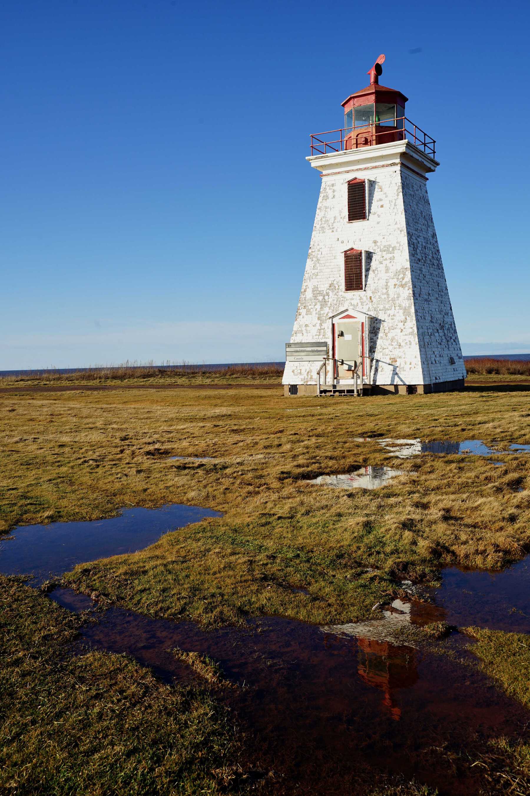 Lighthouse with peeling paint