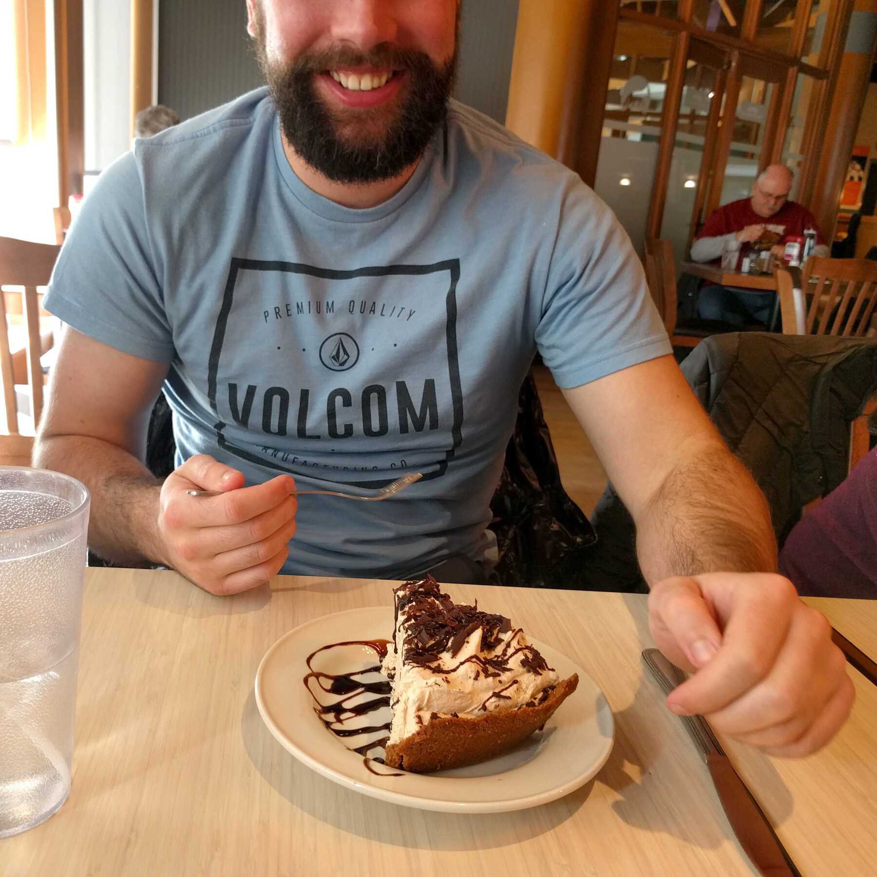 Person enjoying pie